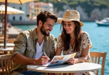 Coût moyen d’une lune de miel : tarifs et budget à prévoir en 2025 Jeune couple au café face à la mer en vacances