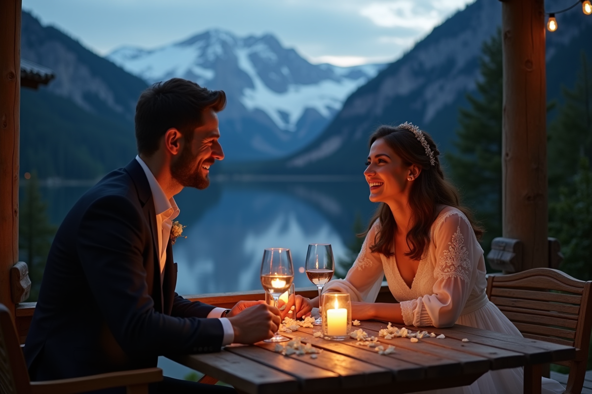 Couple de jeunes mariés lors d