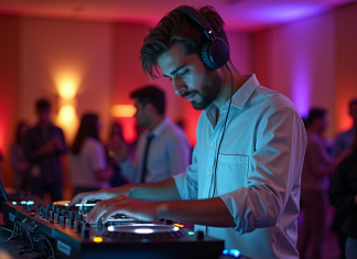 DJ : Tarif journalier, comment estimer le coût pour votre événement ? Jeune DJ en action lors d’un événement élégant