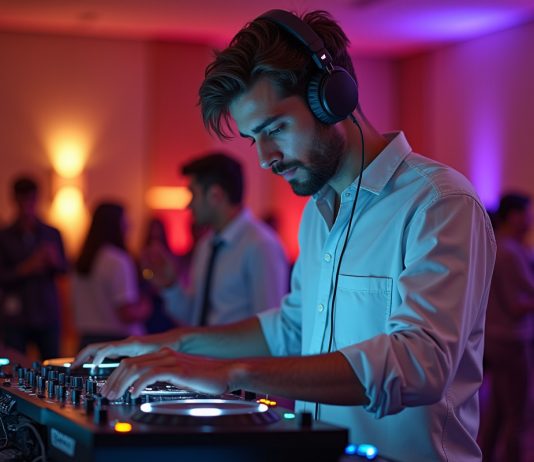 DJ : Tarif journalier, comment estimer le coût pour votre événement ? Jeune DJ en action lors d’un événement élégant