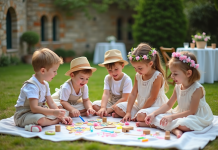 Occuper les enfants lors d’un mariage : idées et astuces pour une journée réussie Groupe d'enfants en plein atelier créatif dans un jardin
