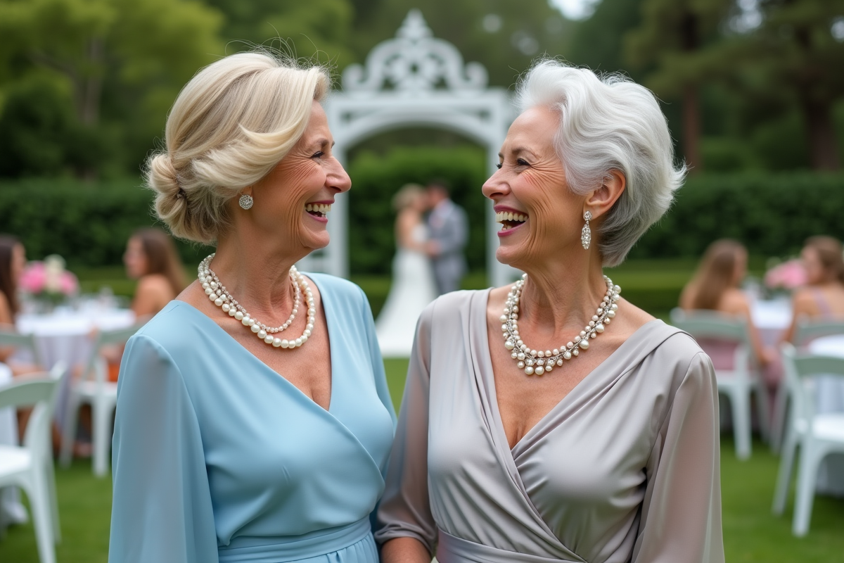 Deux femmes souriantes dans un jardin lors d