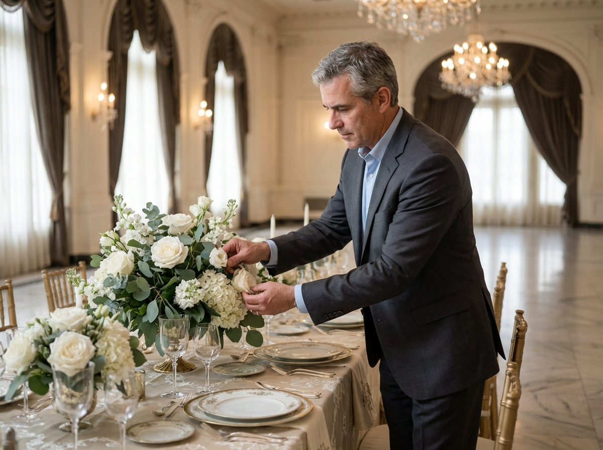 Planificateur arrangeant des fleurs pour mariage