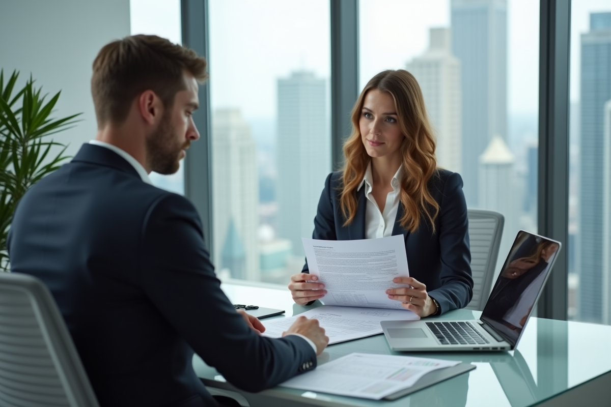 Organisatrice d’événement examine un contrat avec un DJ