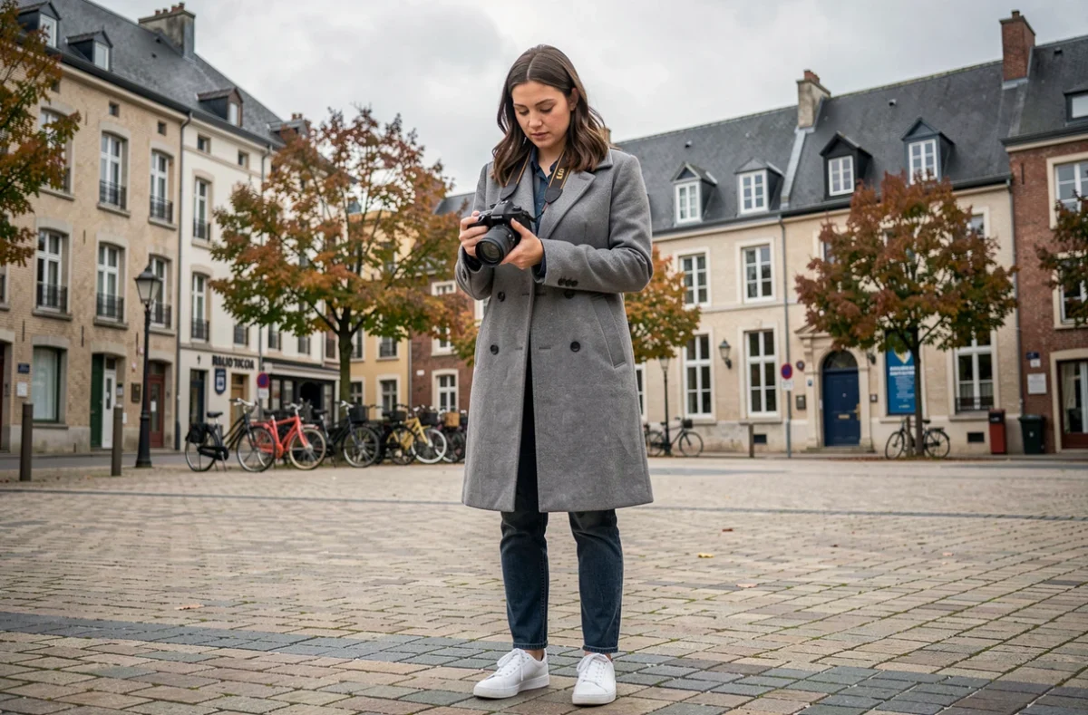 Photographe à Bruz répondant à une demande de devis depuis son smartphone en extérieur